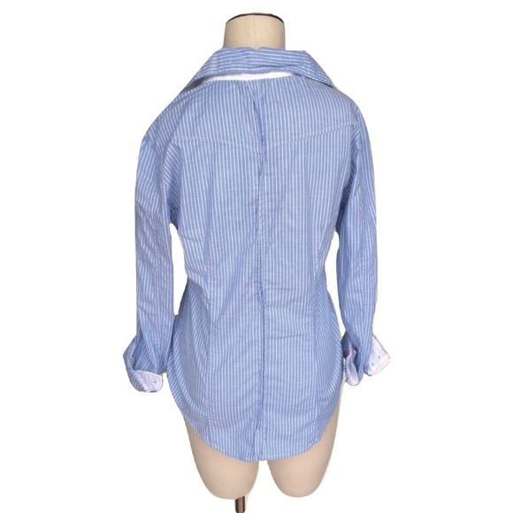 NWT Size M & L Made Loving Blue Stripe Button Down - Picture 2 of 3